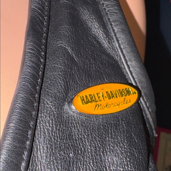 Vintage Harley-Davidson Black Leather Sports Bra Crop Top Biker Chic 34/6 Sm/Med - Picture 2 of 16